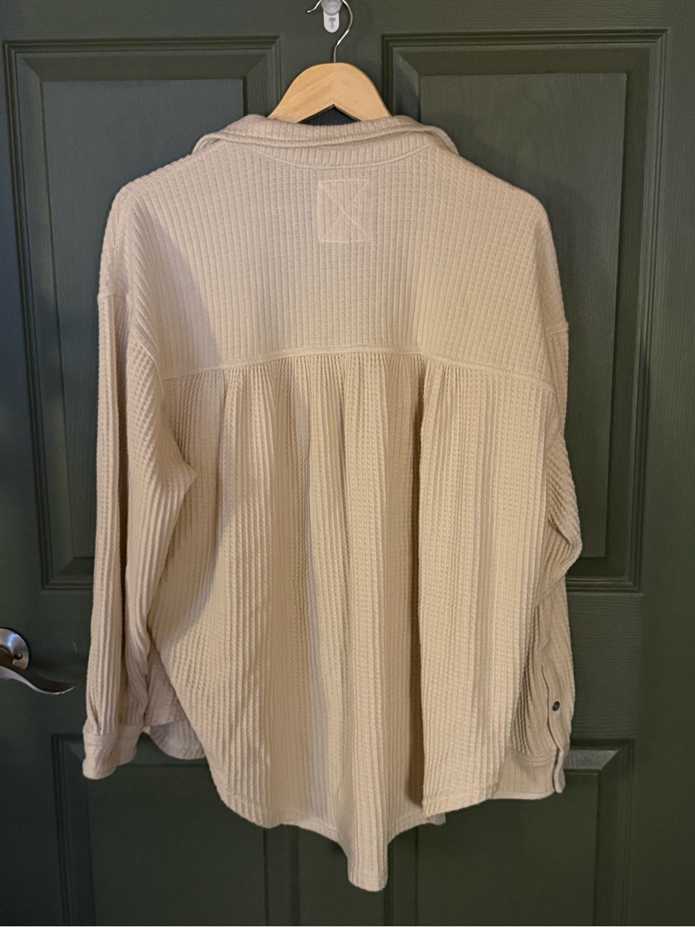 aerie Cream Waffle Knit Button-Up Shirt